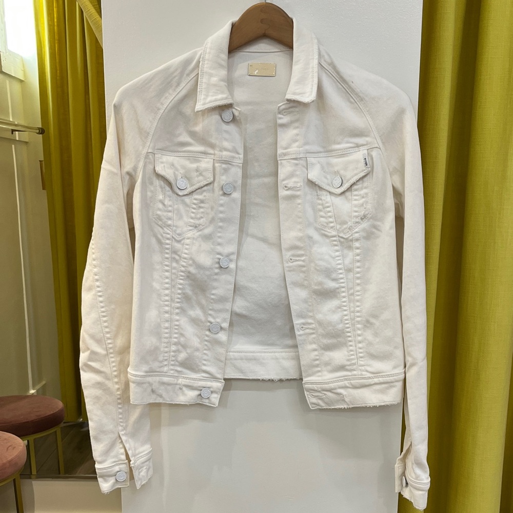 Mother white stretch denim jacket